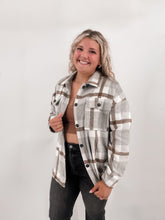 Load image into Gallery viewer, NO DISTRACTIONS GREY PLAID SHACKET
