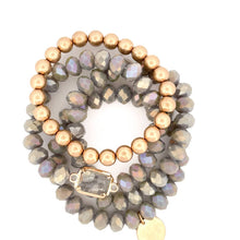 Load image into Gallery viewer, GOLD BEADED STRETCH BRACELET WITH CHAIN LINK
