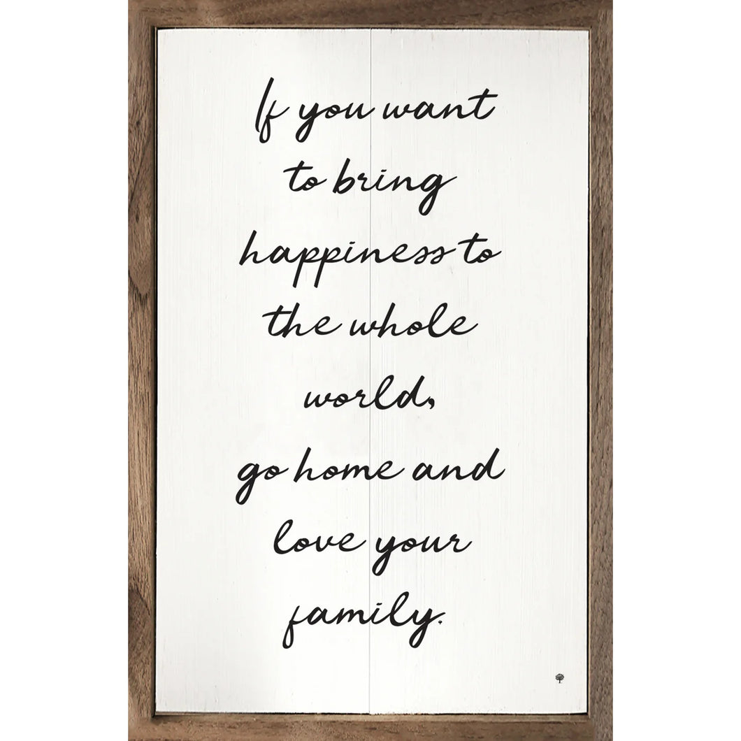 'BRING HAPPINESS' WOOD SIGN