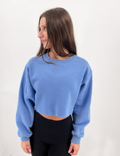 Load image into Gallery viewer, CRUSHING IT BLUE CROPPED SWEATSHIRT
