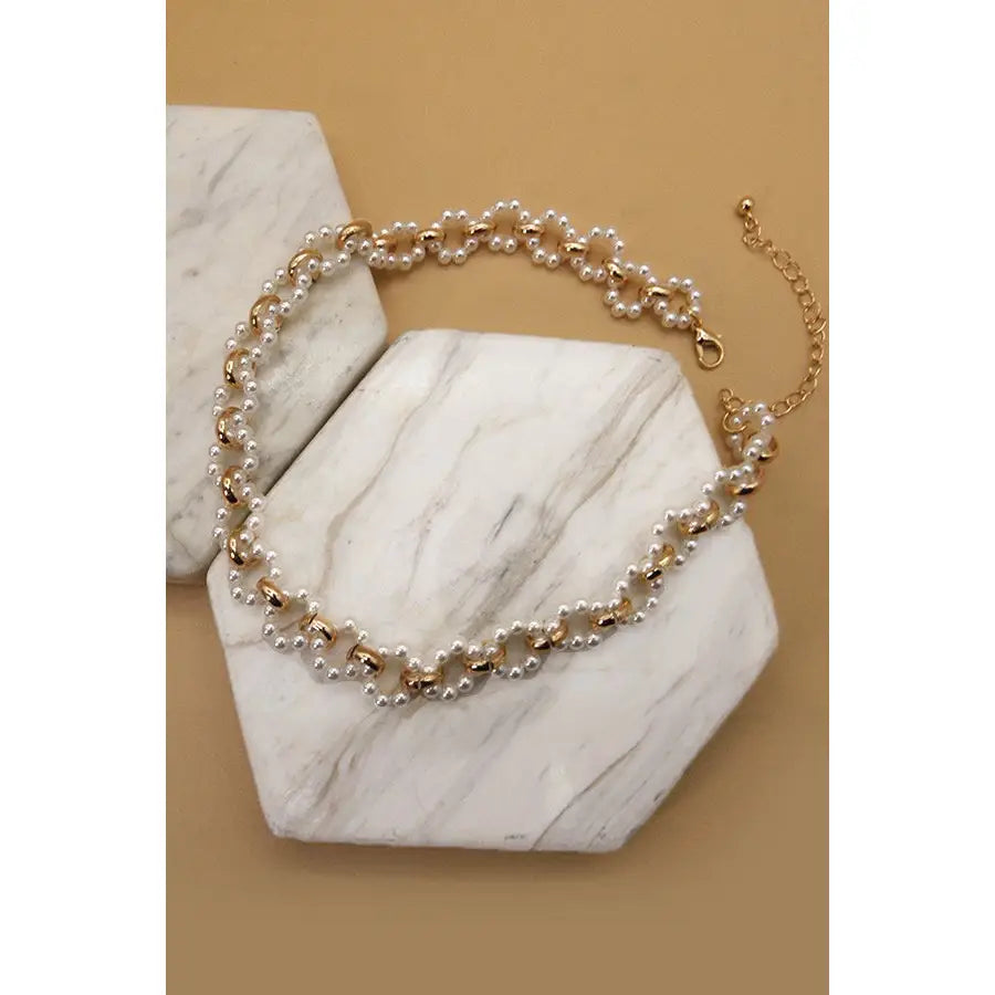 GOLD PEARL CHOKER NECKLACE