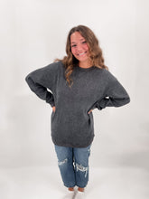 Load image into Gallery viewer, LIVE SIMPLY GRAY RIBBED SWEATSHIRT
