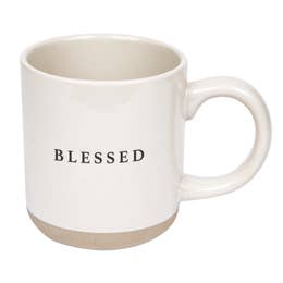 BLESSED - CREAM STONEWARE COFFEE MUG