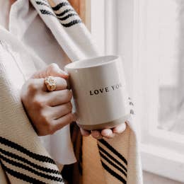 LOVE YOU - CREAM STONEWARE COFFEE MUG