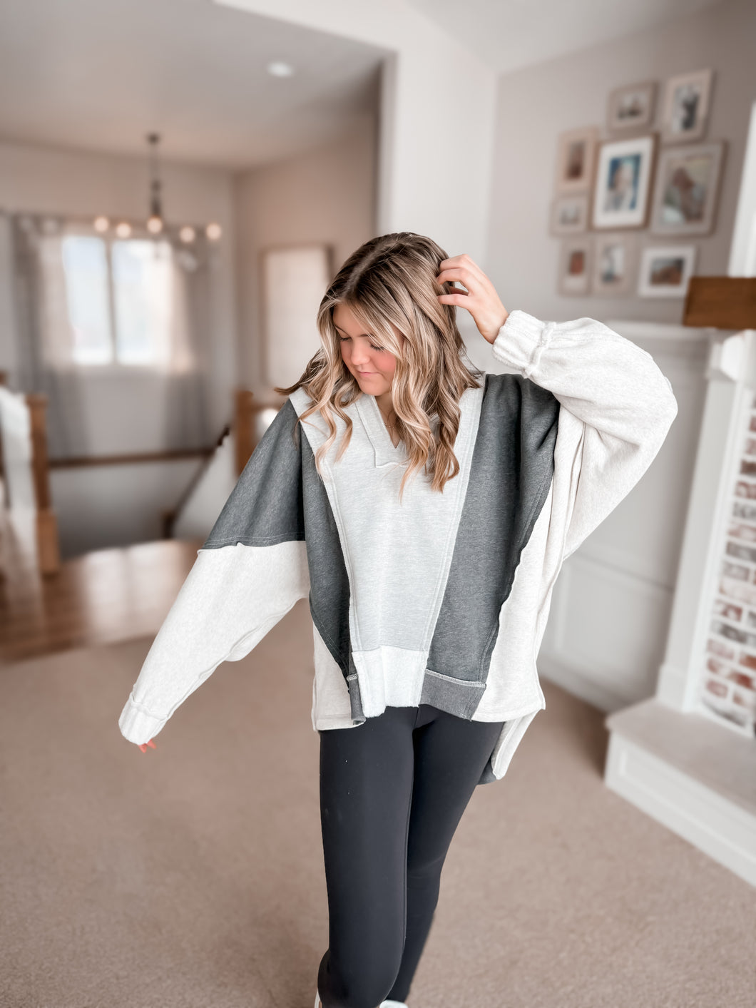 UNEXPECTED TURN OVERSIZED COLORBLOCK SWEATER TOP