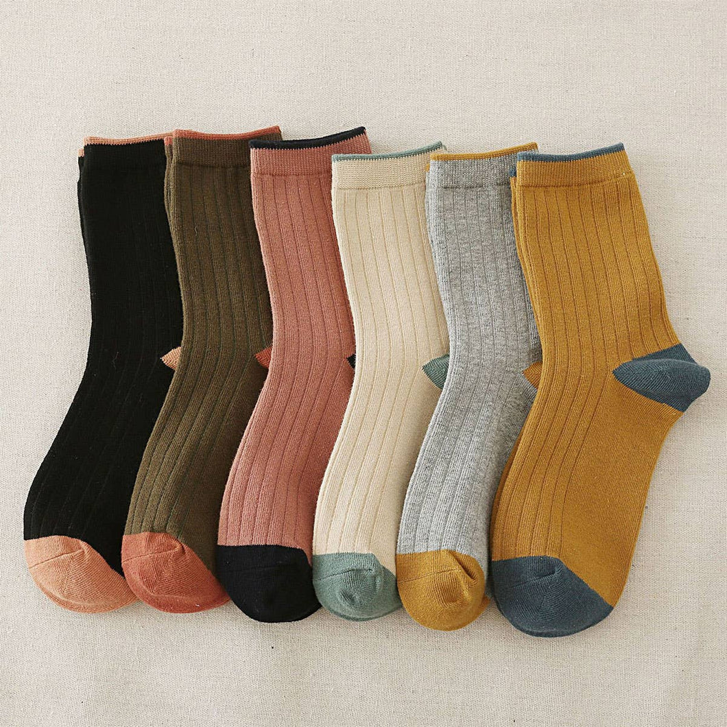 CASUAL DAILY SIMPLE MID CREW SOCKS [MULTIPLE COLORS]