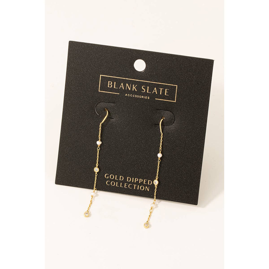 GOLD DIPPED PEARL THREADER EARRINGS