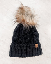 Load image into Gallery viewer, KIDS CABLE KNIT WINTER HAT WITH POM-POM
