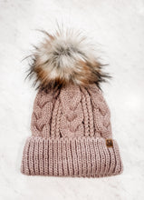 Load image into Gallery viewer, KIDS CABLE KNIT WINTER HAT WITH POM-POM
