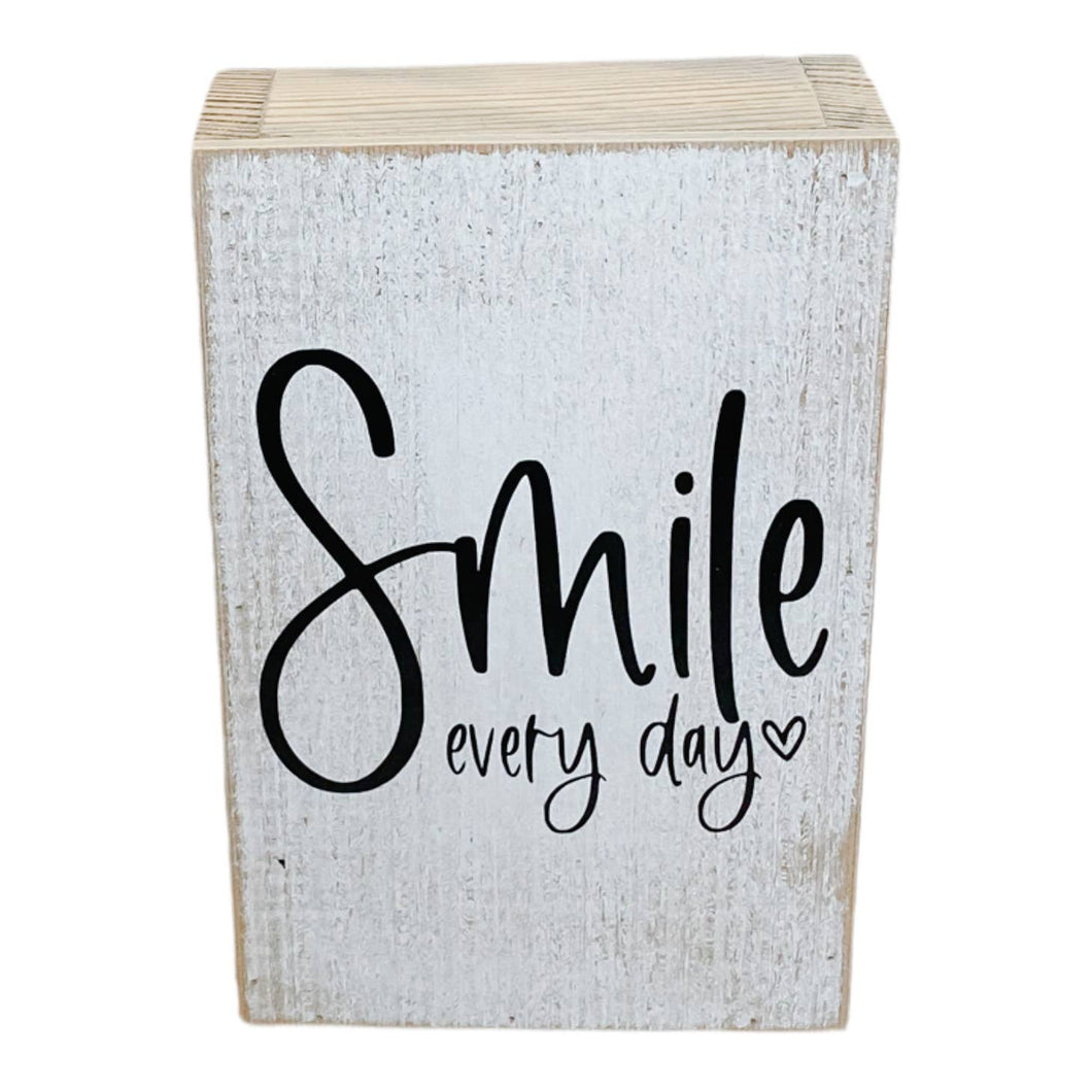 'SMILE EVERYDAY' WOOD BLOCK SIGN