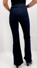 Load image into Gallery viewer, HELLO DARLIN’ DARK WASH PINTUCK FLARE JEANS
