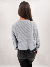 Load image into Gallery viewer, JUST SWEET BLUE CABLE KNIT SWEATER
