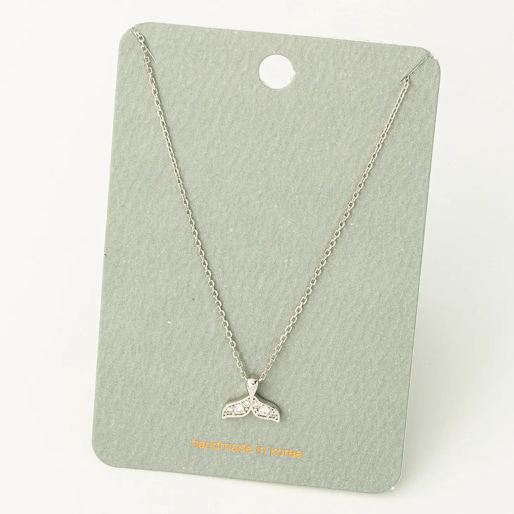 RHINESTONE DETAILED WHALE TAIL NECKLACE