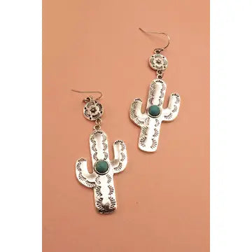 SILVER CACTUS EARRINGS