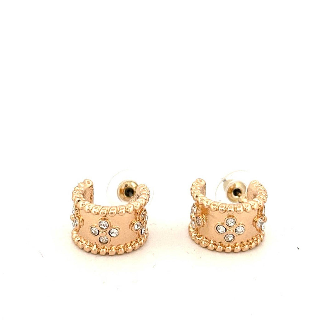 GOLD HOOP EARING WITH RHINESTONE