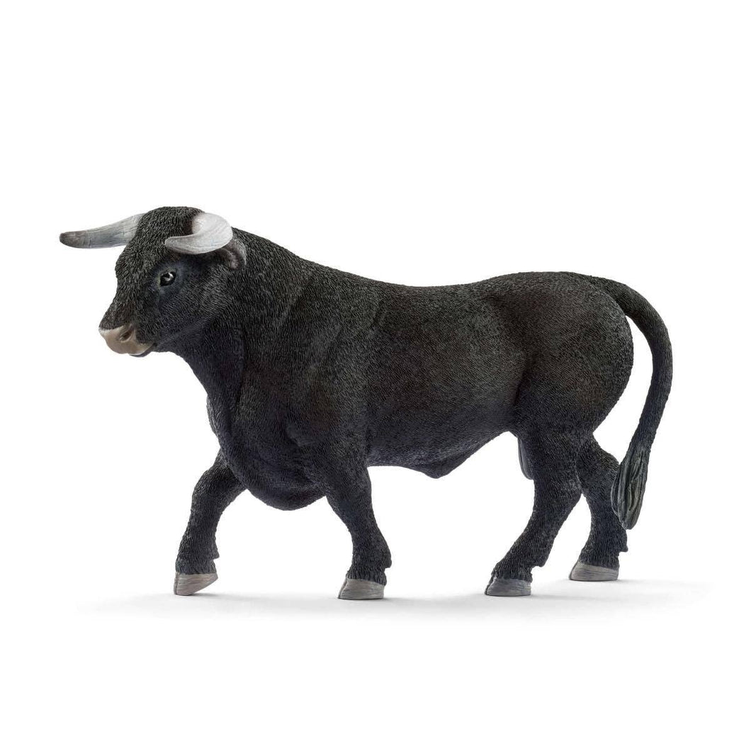 HORNED BLACK ANGUS BULL FARM ANIMAL TOY