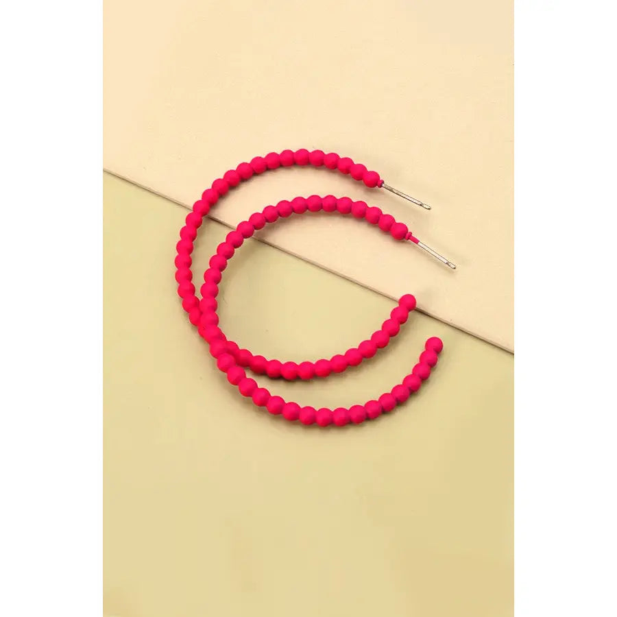 MATTE BUBBLE HOOP EARRINGS [HOT PINK]