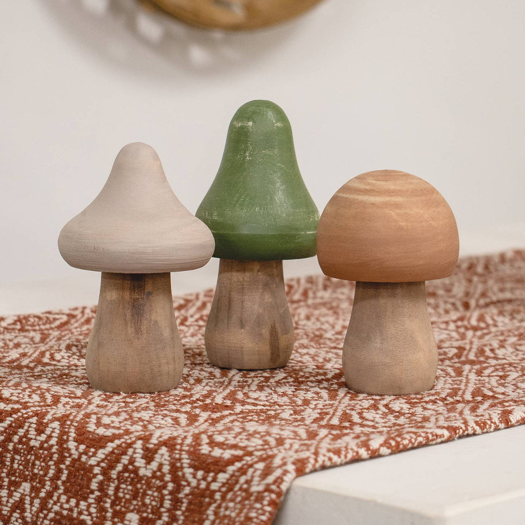 WOODEN NATURAL COLOR MUSHROOMS [MULTIPLE STYLES]