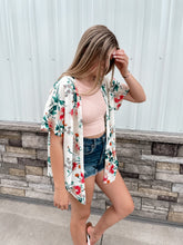 Load image into Gallery viewer, BEACH DAY FLORAL FRONT TIE KIMONO
