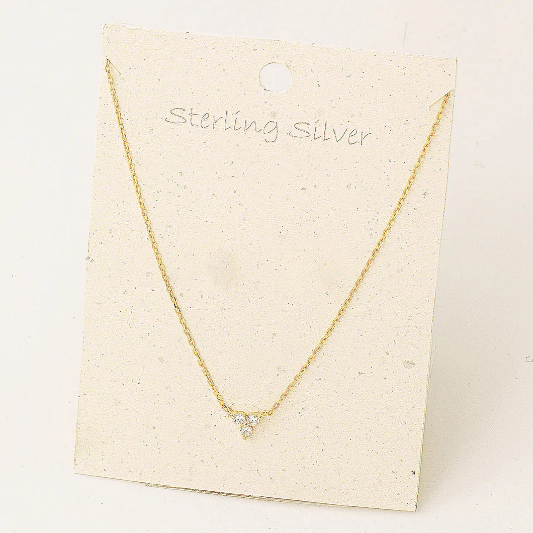 STERLING SILVER RHINESTONE DETAILED NECKLACE