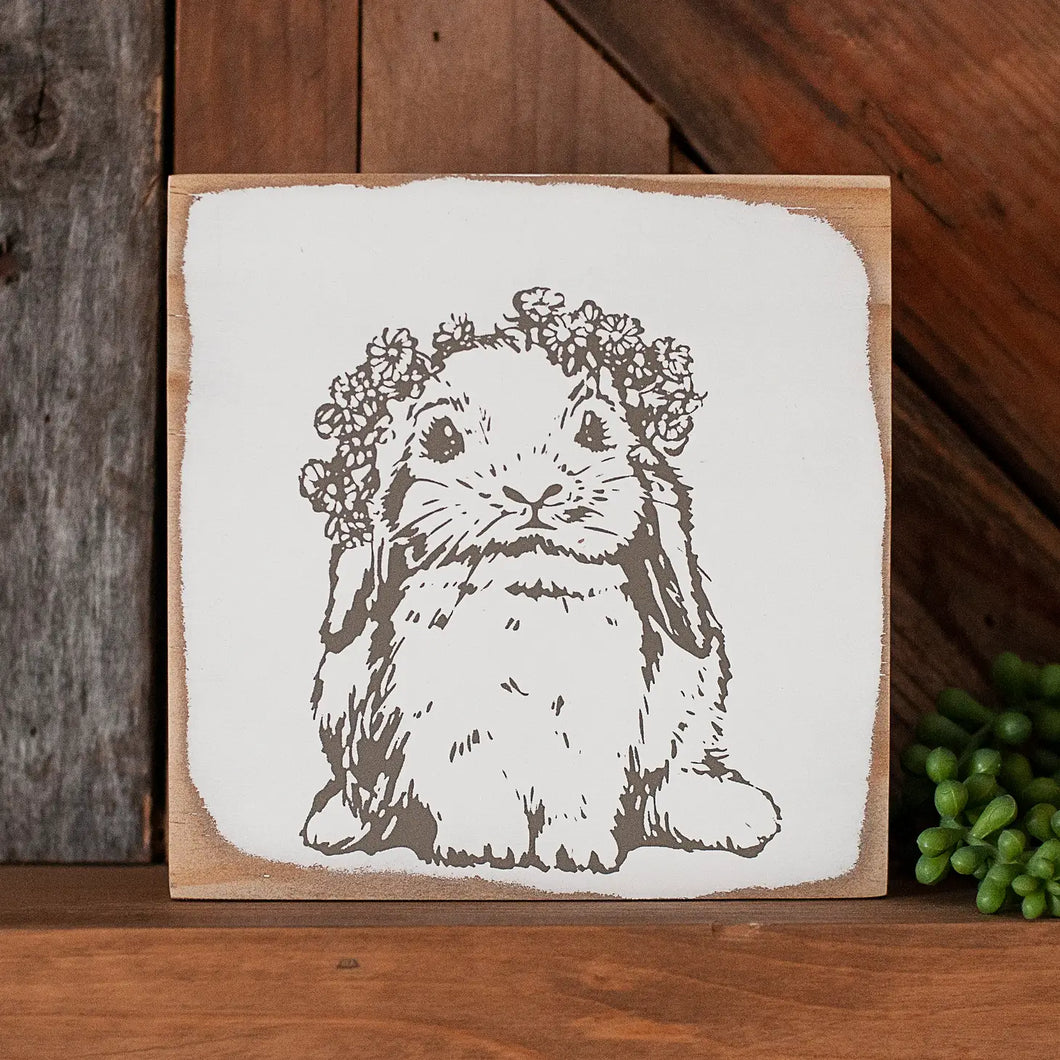 EASTER BUNNY FLORAL BLOCK SIGN