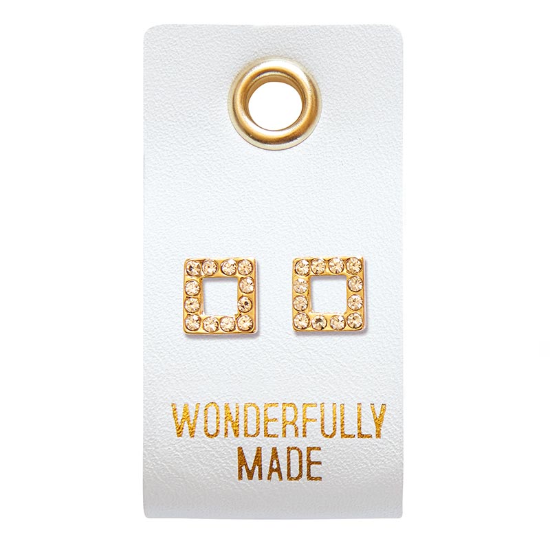 WONDERFULLY MADE GOLD SQUARE STUD EARRING
