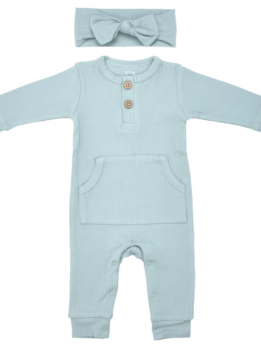 OFF THE GRID RIBBED MINT ONESIE W/ POCKETS [INFANT/TODDLER]