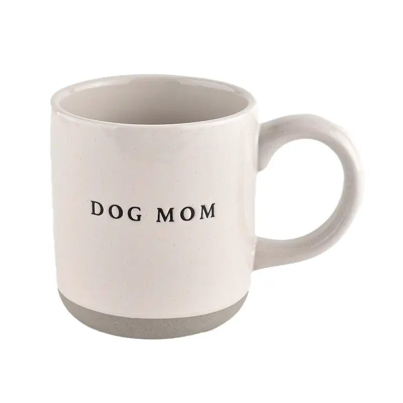DOG MOM - CREAM STONEWARE COFFEE MUG