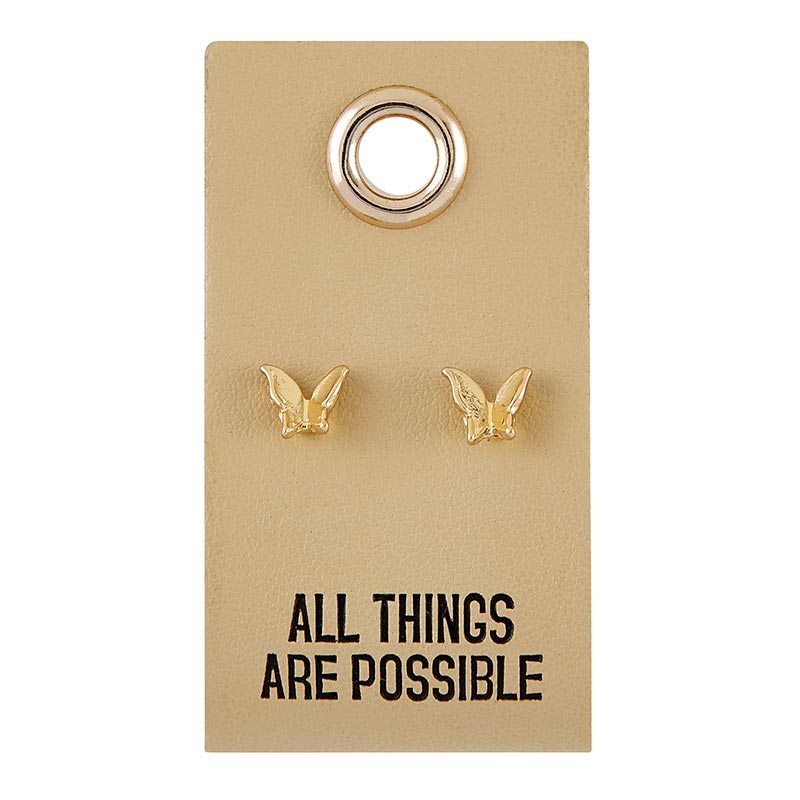All THINGS ARE POSSIBLE GOLD BUTTERFLY STUD EARRINGS